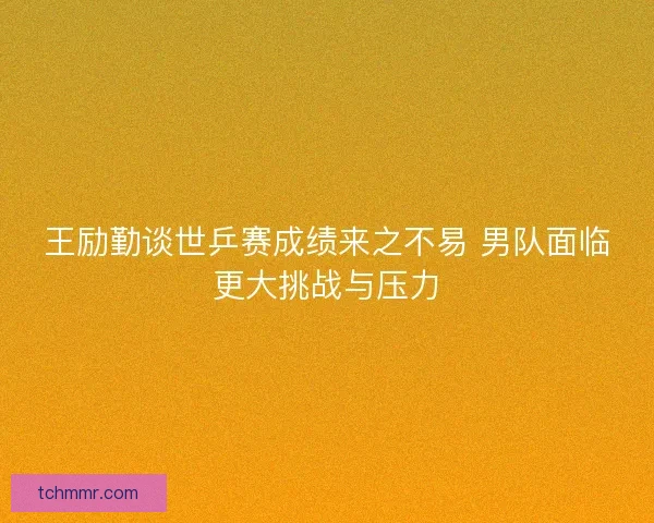 王励勤谈世乒赛成绩来之不易 男队面临更大挑战与压力 王励勤谈世乒赛成绩来之不易 男队面临更大挑战与压力