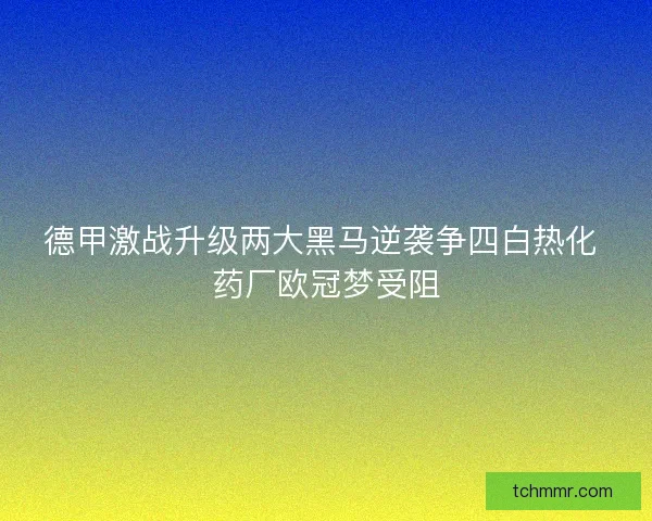 德甲激战升级两大黑马逆袭争四白热化 药厂欧冠梦受阻