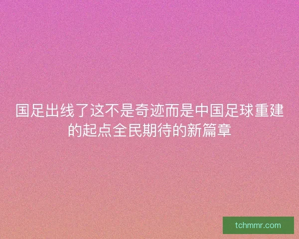 国足出线了这不是奇迹而是中国足球重建的起点全民期待的新篇章