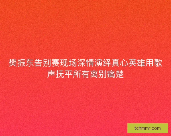 樊振东告别赛现场深情演绎真心英雄用歌声抚平所有离别痛楚