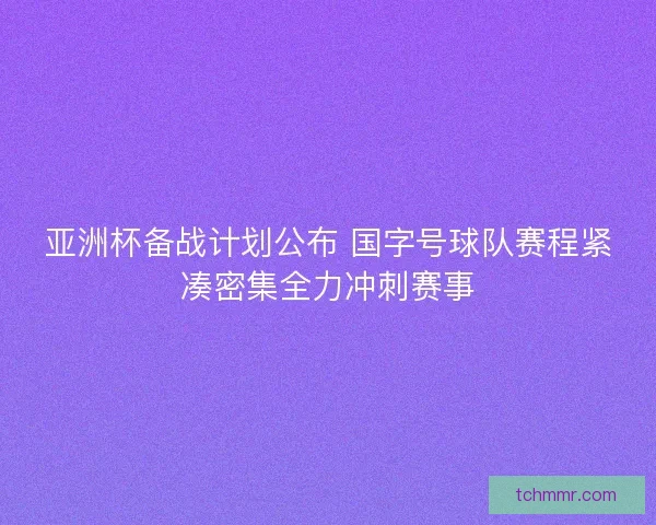 亚洲杯备战计划公布 国字号球队赛程紧凑密集全力冲刺赛事