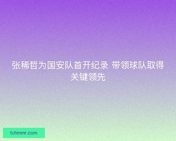 张稀哲为国安队首开纪录 带领球队取得关键领先