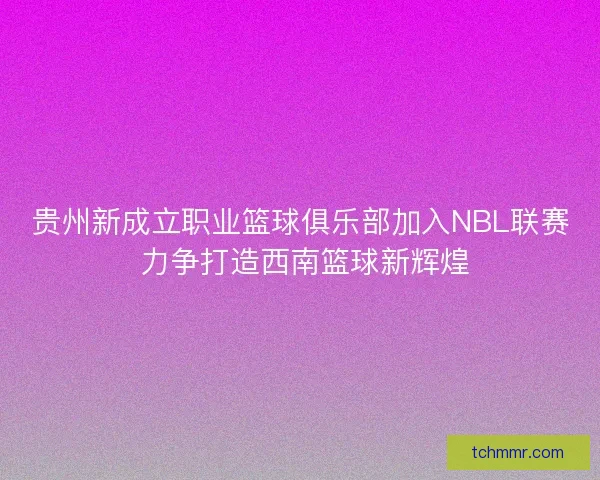 贵州新成立职业篮球俱乐部加入NBL联赛 力争打造西南篮球新辉煌 贵州新成立职业篮球俱乐部加入NBL联赛 力争打造西南篮球新辉煌